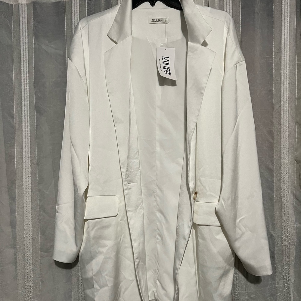 Oversized White Satin Blazer